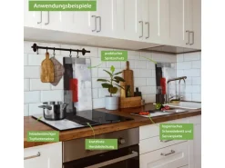 Banjado Herdabdeckplatte Glas 2 Teilig Je 30x52CM Schneidebrett Herdabdeckung Mit Motiv Abstrakt Rot