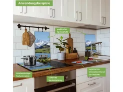 Banjado Herdabdeckplatte Glas 2 Teilig Je 30x52CM Schneidebrett Herdabdeckung Mit Motiv Alpen