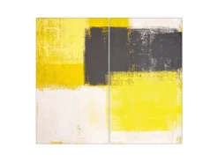 Banjado Herdabdeckplatte Glas 2 Teilig Je 30x52CM Schneidebrett Herdabdeckung Mit Motiv Abstrakt Gelb