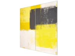 Banjado Herdabdeckplatte Glas 2 Teilig Je 30x52CM Schneidebrett Herdabdeckung Mit Motiv Abstrakt Gelb