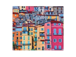 Banjado Herdabdeckplatte Glas 2 Teilig Je 30x52CM Schneidebrett Herdabdeckung Mit Motiv Häuserberg