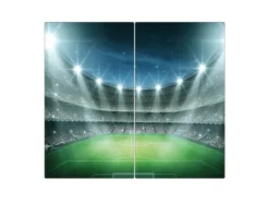 Banjado Herdabdeckplatte Glas 2 Teilig Je 30x52CM Schneidebrett Herdabdeckung Mit Motiv Arena