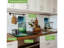 Banjado Herdabdeckplatte Glas 2 Teilig Je 30x52CM Schneidebrett Herdabdeckung Mit Motiv Arena