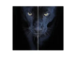 Banjado Herdabdeckplatte Glas 2 Teilig Je 30x52CM Schneidebrett Herdabdeckung Mit Motiv Nora