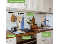 Banjado Herdabdeckplatte Glas 2 Teilig Je 30x52CM Schneidebrett Herdabdeckung Mit Motiv Lama