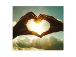 Banjado Herdabdeckplatte Glas 1 Teilig 60x52CM Schneidebrett Herdabdeckung Mit Motiv Sonne Im Herzen