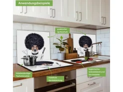 Banjado Herdabdeckplatte Glas 1 Teilig 60x52CM Schneidebrett Herdabdeckung Mit Motiv Friseur Jack Russel