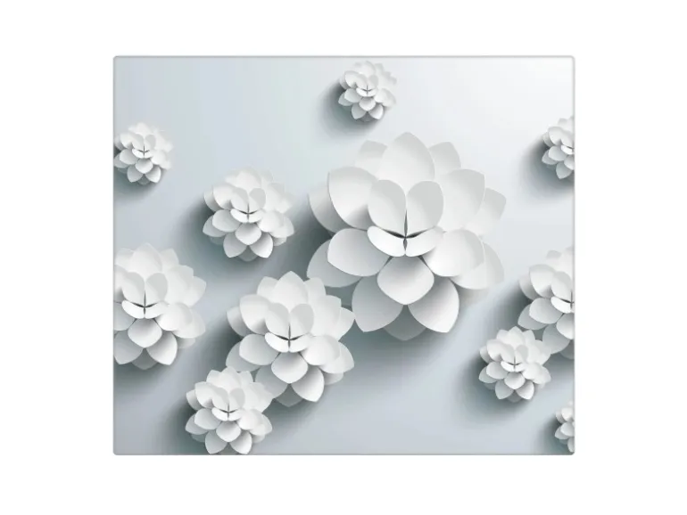 Banjado Herdabdeckplatte Glas 1 Teilig 60x52CM Schneidebrett Herdabdeckung Mit Motiv Papier Lotus