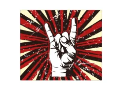 Banjado Herdabdeckplatte Glas 1 Teilig 60x52CM Schneidebrett Herdabdeckung Mit Motiv Rock On