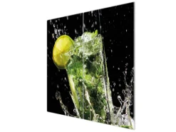 Banjado Herdabdeckplatte Glas 2 Teilig Je 30x52CM Schneidebrett Herdabdeckung Mit Motiv Brasilianischer Cocktail