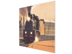 Banjado Herdabdeckplatte Glas 1 Teilig 60x52CM Schneidebrett Herdabdeckung Mit Motiv Einfahrender Zug