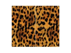 Banjado Herdabdeckplatte Glas 2 Teilig Je 30x52CM Schneidebrett Herdabdeckung Mit Motiv Leopard