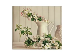 Banjado Herdabdeckplatte Glas 1 Teilig 60x52CM Schneidebrett Herdabdeckung Mit Motiv Stillleben Kirschblüten