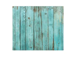Banjado Herdabdeckplatte Glas 1 Teilig 60x52CM Schneidebrett Herdabdeckung Mit Motiv Blaues Holz