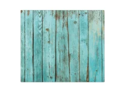 Banjado Herdabdeckplatte Glas 1 Teilig 60x52CM Schneidebrett Herdabdeckung Mit Motiv Blaues Holz