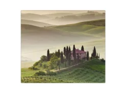 Banjado Herdabdeckplatte Glas 1 Teilig 60x52CM Schneidebrett Herdabdeckung Mit Motiv Toscana