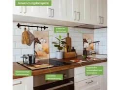 Banjado Herdabdeckplatte Glas 2 Teilig Je 30x52CM Schneidebrett Herdabdeckung Mit Motiv Wilde Pferde