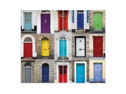 Banjado Herdabdeckplatte Glas 2 Teilig Je 30x52CM Schneidebrett Herdabdeckung Mit Motiv Türen