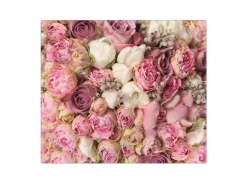 Banjado Herdabdeckplatte Glas 1 Teilig 60x52CM Schneidebrett Herdabdeckung Mit Motiv Strauss Rosen