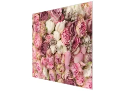 Banjado Herdabdeckplatte Glas 1 Teilig 60x52CM Schneidebrett Herdabdeckung Mit Motiv Strauss Rosen