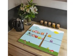 Banjado Herdabdeckplatte Glas 1 Teilig 60x52CM Schneidebrett Herdabdeckung Mit Motiv Da Wären Wir