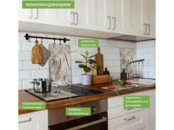 Banjado Herdabdeckplatte Glas 2 Teilig Je 30x52CM Schneidebrett Herdabdeckung Mit Motiv Holzwirbel