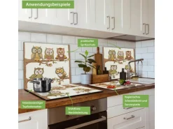 Banjado Herdabdeckplatte Glas 1 Teilig 60x52CM Schneidebrett Herdabdeckung Mit Motiv Zehn-Augen-Prinzip