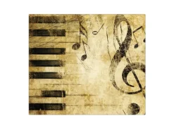 Banjado Herdabdeckplatte Glas 1 Teilig 60x52CM Schneidebrett Herdabdeckung Mit Motiv Music