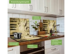 Banjado Herdabdeckplatte Glas 1 Teilig 60x52CM Schneidebrett Herdabdeckung Mit Motiv Music