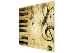 Banjado Herdabdeckplatte Glas 1 Teilig 60x52CM Schneidebrett Herdabdeckung Mit Motiv Music