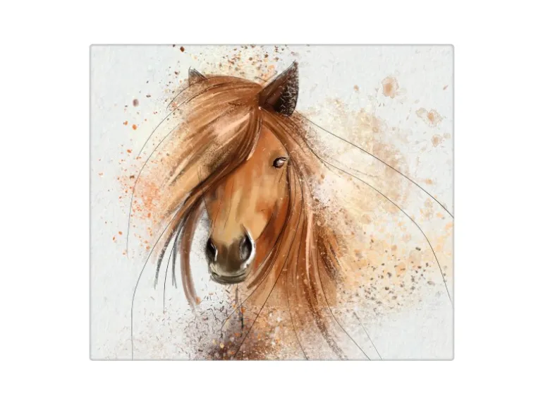 Banjado Herdabdeckplatte Glas 1 Teilig 60x52CM Schneidebrett Herdabdeckung Mit Motiv Magic Horse