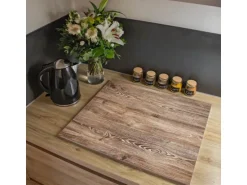 Banjado Herdabdeckplatte Glas 1 Teilig 60x52CM Schneidebrett Herdabdeckung Mit Motiv Maserung