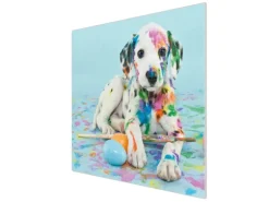 Banjado Herdabdeckplatte Glas 1 Teilig 60x52CM Schneidebrett Herdabdeckung Mit Motiv Bunter Dalmatiner