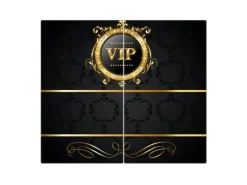 Banjado Herdabdeckplatte Glas 2 Teilig Je 30x52CM Schneidebrett Herdabdeckung Mit Motiv Vip