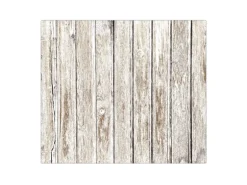 Banjado Herdabdeckplatte Glas 1 Teilig 60x52CM Schneidebrett Herdabdeckung Mit Motiv Weißes Holz