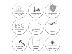 Banjado Herdabdeckplatte Glas 1 Teilig 60x52CM Schneidebrett Herdabdeckung Mit Motiv Weißes Holz