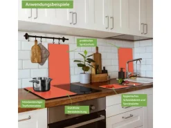 Banjado Herdabdeckplatte Glas 2 Teilig Je 30x52CM Schneidebrett Herdabdeckung Mit Motiv Orange