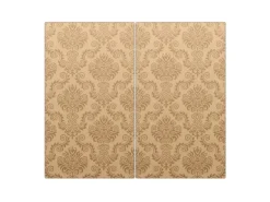 Banjado Herdabdeckplatte Glas 2 Teilig Je 30x52CM Schneidebrett Herdabdeckung Mit Motiv Tapete Beige