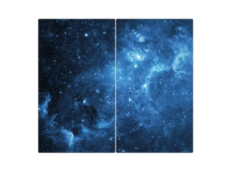 Banjado Herdabdeckplatte Glas 2 Teilig Je 30x52CM Schneidebrett Herdabdeckung Mit Motiv Universum