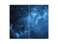 Banjado Herdabdeckplatte Glas 2 Teilig Je 30x52CM Schneidebrett Herdabdeckung Mit Motiv Universum