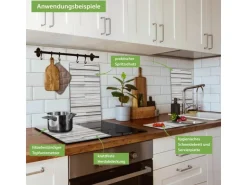 Banjado Herdabdeckplatte Glas 2 Teilig Je 30x52CM Schneidebrett Herdabdeckung Mit Motiv Relief