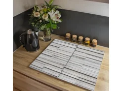 Banjado Herdabdeckplatte Glas 2 Teilig Je 30x52CM Schneidebrett Herdabdeckung Mit Motiv Relief