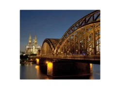 Banjado Herdabdeckplatte Glas 1 Teilig 60x52CM Schneidebrett Herdabdeckung Mit Motiv Köln