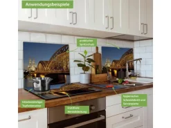 Banjado Herdabdeckplatte Glas 1 Teilig 60x52CM Schneidebrett Herdabdeckung Mit Motiv Köln