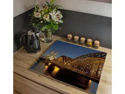 Banjado Herdabdeckplatte Glas 1 Teilig 60x52CM Schneidebrett Herdabdeckung Mit Motiv Köln