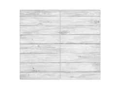 Banjado Herdabdeckplatte Glas 2 Teilig Je 30x52CM Schneidebrett Herdabdeckung Mit Motiv Weiß Gebeizt