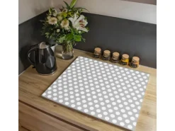 Banjado Herdabdeckplatte Glas 1 Teilig 60x52CM Schneidebrett Herdabdeckung Mit Motiv Punkte Grau