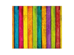 Banjado Herdabdeckplatte Glas 2 Teilig Je 30x52CM Schneidebrett Herdabdeckung Mit Motiv Bunte Holzlatten