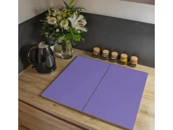Banjado Herdabdeckplatte Glas 2 Teilig Je 30x52CM Schneidebrett Herdabdeckung Mit Motiv Lavendel