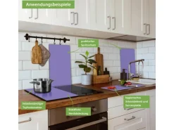 Banjado Herdabdeckplatte Glas 2 Teilig Je 30x52CM Schneidebrett Herdabdeckung Mit Motiv Lavendel